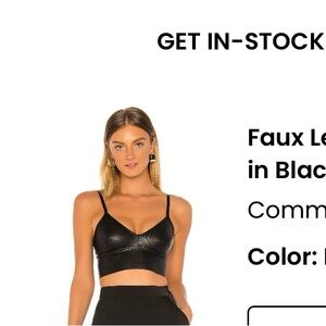 Faux leather longline bralette